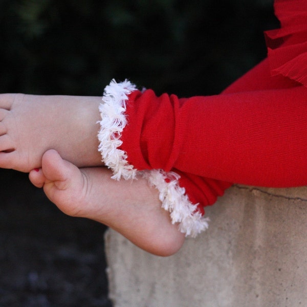 Red and White Christmas Baby Leg Warmers