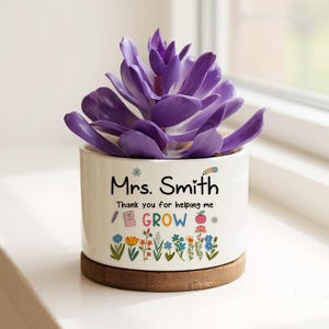 Personalized Appreciation Teacher Plant Pot, Custom Teacher Planter, Thank You Teacher Pot, Thank You For Helping Me Grow