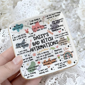 Personalisierte My Swear Affirmationen Ringschale, benutzerdefinierte Name Schmuckschale, inspirierendes Zitat Schmucktablett, Geschenke für Freunde, Besties Geschenke