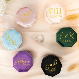 Trouwringdoos, drievoudige/enkele slots gepersonaliseerde fluwelen ringdoos, verlovingsringdoos, voorstelringdoos, verlovingscadeau, jubileumcadeaus