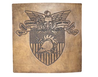 Emblema dell'Accademia Militare degli Stati Uniti in pelle lavorata a mano (30 x 30 cm)