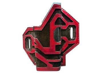 One-of-a-kind Handmade Futuristic Leather Holster for Glock G20 OWB  (Red) (weapon NOT included)