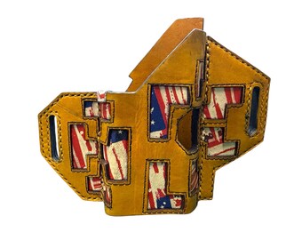 One-of-a-kind Handmade Futuristic Leather Holster for Glock G43 OWB  (yellow ) (weapon NOT included)
