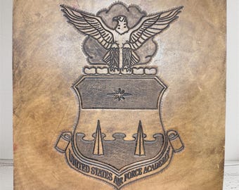 Hand-punziertes Emblem aus Leder der US Luftwaffe (30,5 x 30 cm)