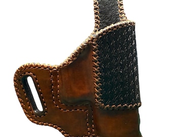 Customizable Glock G43X OWB leather Holster (choose your color) (weapon NOT included), handmade in the US