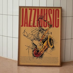 Jazz Music Poster | Saxophone Wall Art | Vintage Music Print | Retro Jazz Art | Musician Gift | Sax Art Print | Modern Music Decor