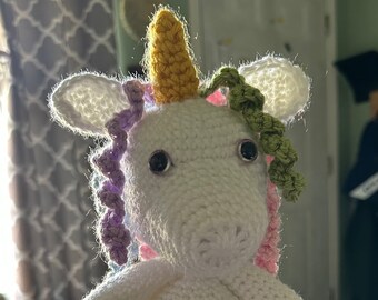 Crochet Rainbow Unicorn Amigurumi Stuffed Animal Plushie