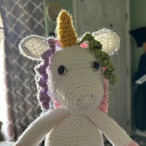 Crochet Rainbow Unicorn Amigurumi Stuffed Animal Plushie image 1