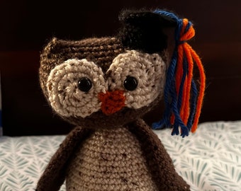 Crochet Custom Graduation Graduate Owl with Cap & Tassel