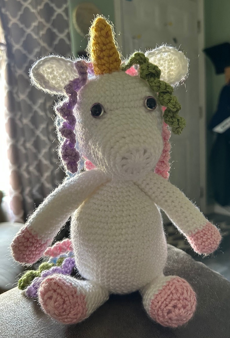 Crochet Rainbow Unicorn Amigurumi Stuffed Animal Plushie image 1