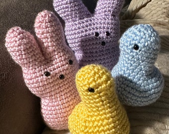 Crochet Peeps Bunny or Chick Easter Amigurumi Stuffed Plushie