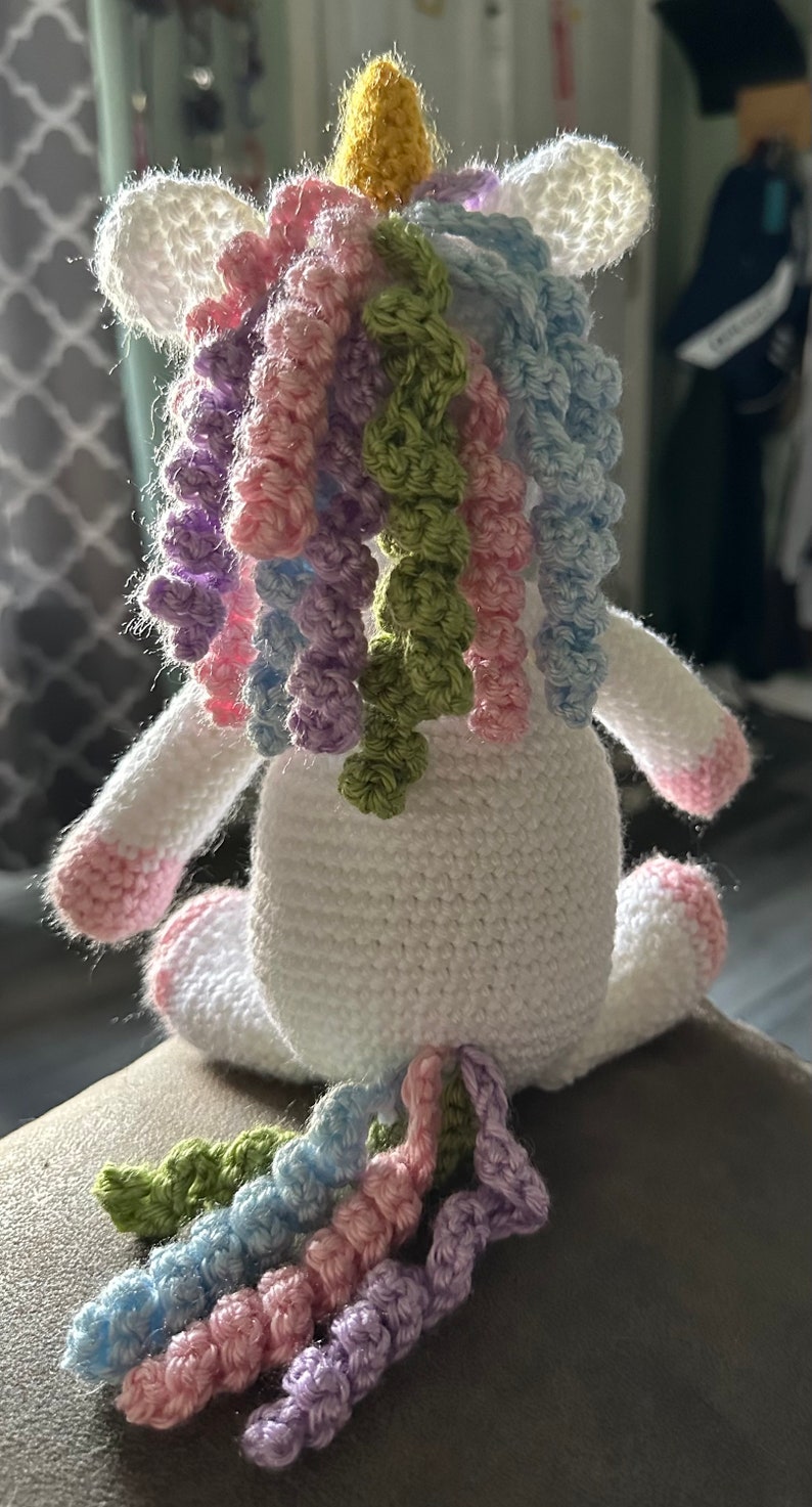 Crochet Rainbow Unicorn Amigurumi Stuffed Animal Plushie image 3