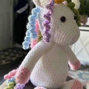 Crochet Rainbow Unicorn Amigurumi Stuffed Animal Plushie image 2