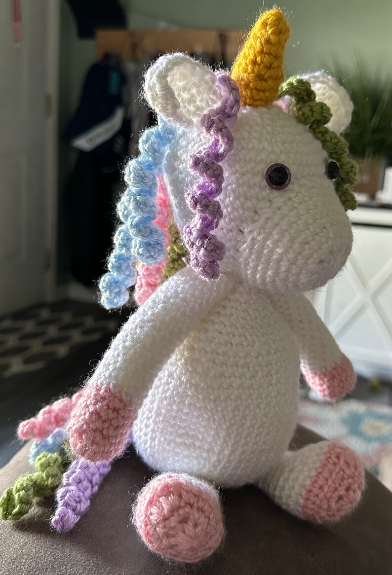 Crochet Rainbow Unicorn Amigurumi Stuffed Animal Plushie image 2