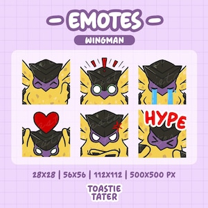 Wingman Valorant Emotes / 6 Cute Emotes for Stream / Twitch & Discord / Digital / Chibi Wingman Emote Bundle
