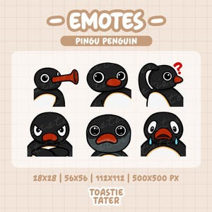Pingu Penguin Emotes #1 / 6 Cute Emotes for Stream / Twitch & Discord / Digital / Chibi Pingu Penguin Emote Bundle
