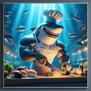 Chef | Ultra HD | Digital printable artwork | Shark Wall Art | Instant download | 300 dpi