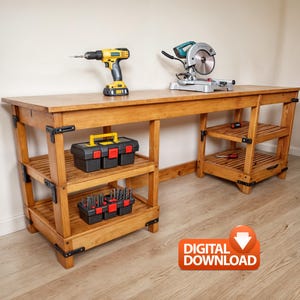 DIY Workbench station Plan,Crafter work Table, Garage Workbench Plan, Woodworking Plans, All in One Workbench, PDF Download,Diy Build Plan