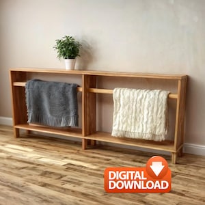 PDF Download, DIY Blanket Rack Plans, Stylish Storage Solution, Rustic Quilt Rack DIY Plans, Minimalist Blanket Organiser