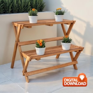 PDF Download,DIY 2 shelves Planter Plans Build Plan , Vegetable Planter Rack Plans,Planter Plans, Easy to Build,beginner plans