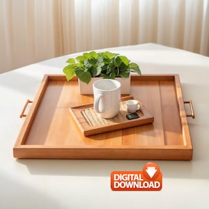 PDF Download, DIY Tray Build Plan, Tea Serving Board, Tray, Coffee Tray, Rustic wooden tray
