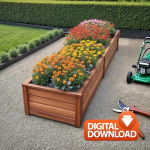 PDF Download,DIY Garden Planter, Large Raised Plant Bed, Large Garden Trough Planter, Large Wooden Flower Box, Handmade