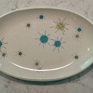 Vintage Franciscan Starburst 15” Large Oval Serving Platter | Mid Century Modern Atomic Gladding McBean California Pottery Presentation Dish