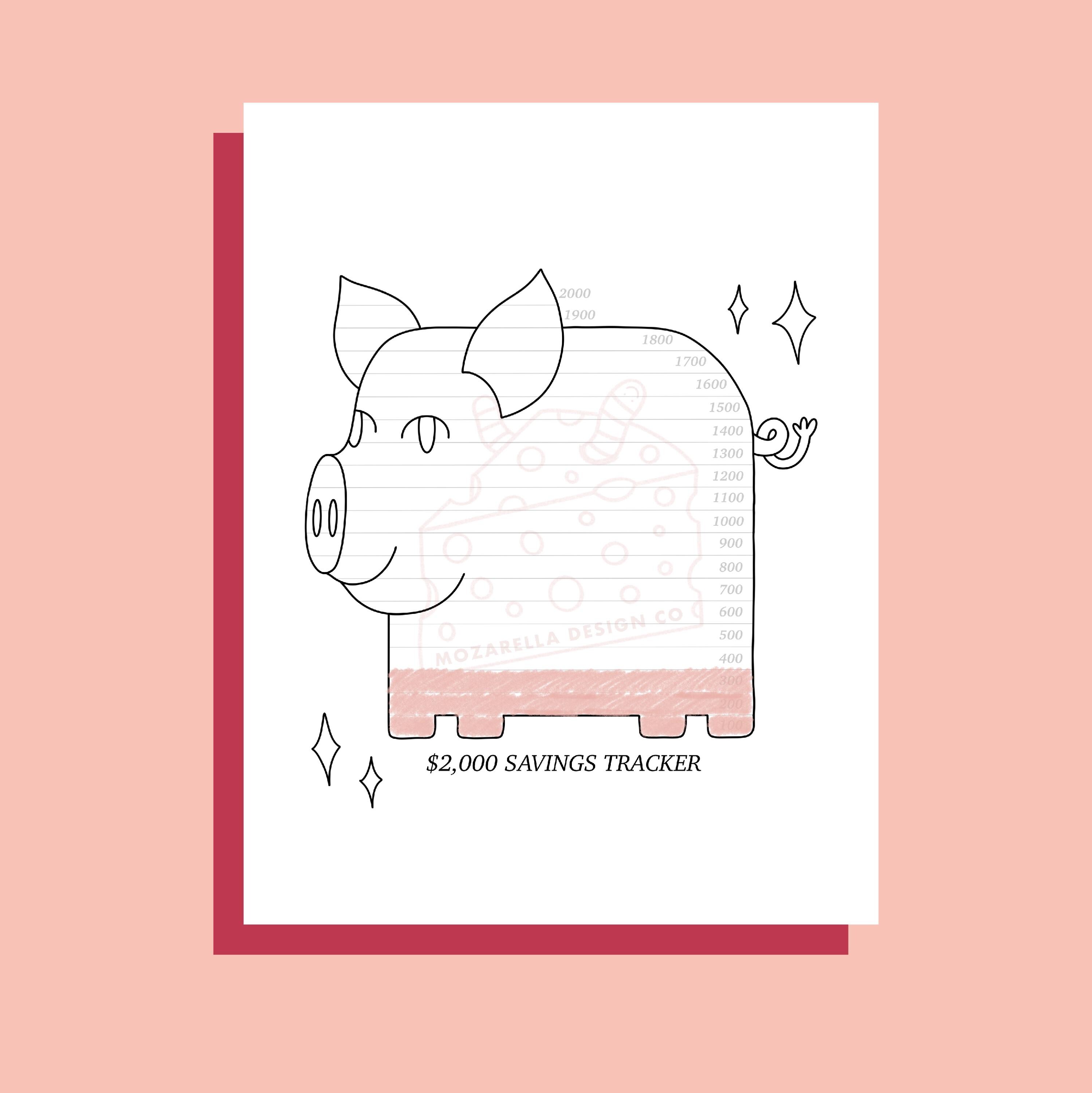 Savings Tracker - Color as You Go Piggy Bank PDF Instant Download for ...