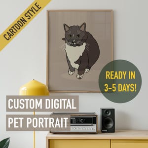 Custom Cartoon-Style Pet Portrait - Digital Pet Portrait Hand Drawn and Delivered to your Inbox!