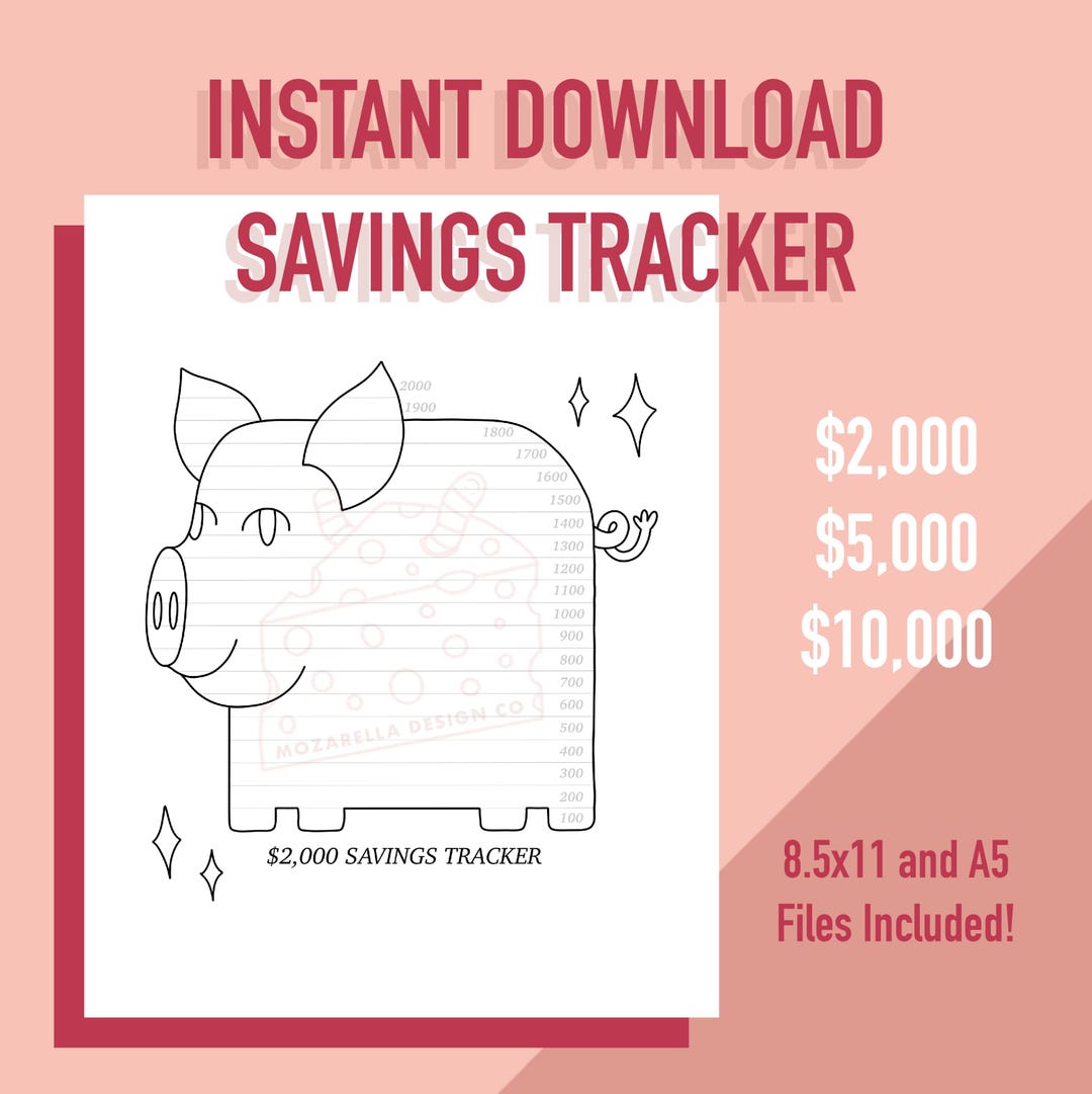 Savings Tracker - Color as You Go Piggy Bank PDF Instant Download for ...