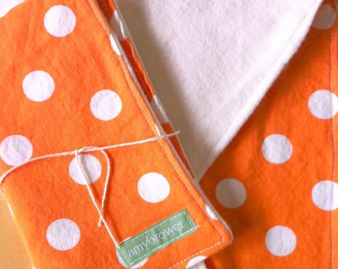 SALE Burp Cloths Bamboo & Organic Cotton Burp Cloths With Orange Polka