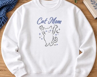 Cat Mom with Cute Cat Sweatshirt