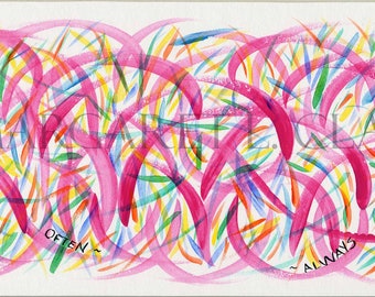 Often Always: Pink Ribbon Art, Original Art, Inspirational Art, Abstract Art, Free Shipping