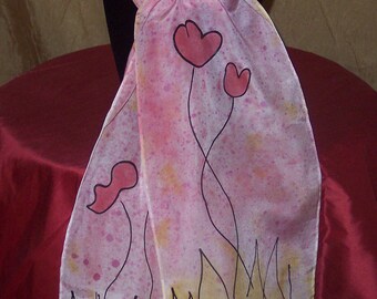 Pink 12 mm Satin Silk Scarf, Original Design,  Grace, 10x70," Free Shipping