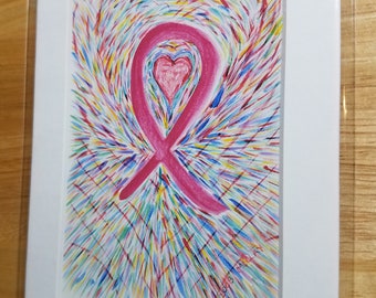 With Love, 5x7, Love Art, Inspirational Art,  Print, Healing Art, Motivational Art, , Breast Cancer Awareness Art