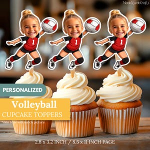Decorazioni per cupcake a tema pallavolo / Decorazioni personalizzate per feste sportive / Decorazioni personalizzate per torte di compleanno di squadre / Download digitale