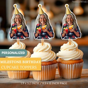 Milestone Birthday Cupcake Toppers Set | Personalized Party Decor | Custom Cake Decorations | Digital Download
