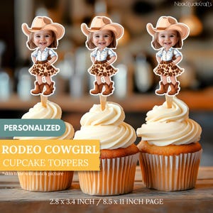 Toppers de Cupcake de Cowgirl de Rodeio | Decoração de Festa Personalizada | Decorações de Bolo Personalizadas | Download Digital