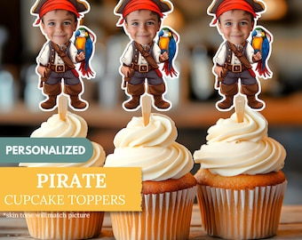 Pirate Cupcake Toppers | Personalized Party Decor | Custom Cake Decorations | Digital Download