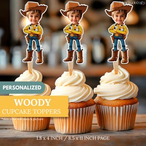 Woody Face Cupcake Toppers | Personalized Party Decor | Custom Cake Decorations | Digital Download