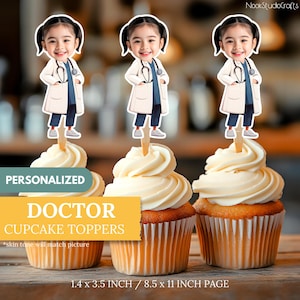 Personalized Doctor Cupcake Toppers: Medical Party Decor (Digital Download)