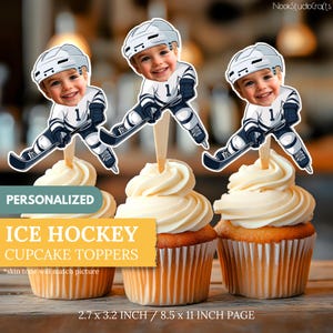 Ice Hockey Face Cupcake Toppers | Personalized Party Decor | Custom Cake Decorations | Digital Download