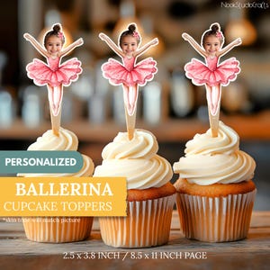 Ballerina Face Cupcake Toppers | Personalized Party Decor | Custom Cake Decorations | Digital Download