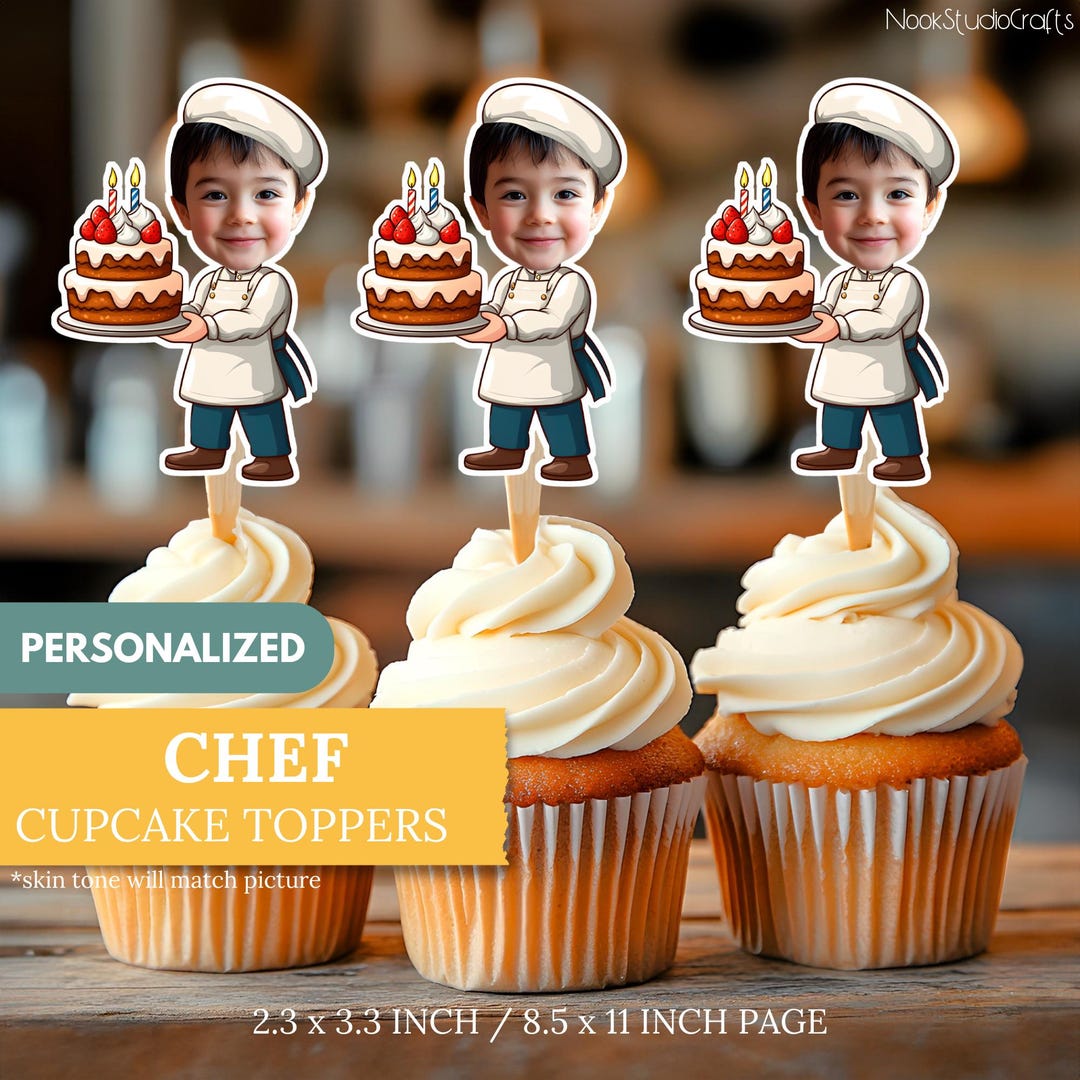 Chef Cupcake Toppers | Personalized Party Decor | Custom Cake ...