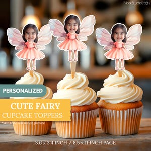 Cute Fairy Cupcake Toppers | Personalized Party Decor | Custom Cake Decorations | Digital Download