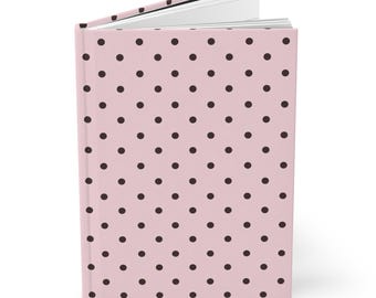 Pink and Black Tiny Polka Dots Hardcover Journal | Dot Pattern Notebook