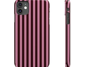 Rosa und Braun vertikaler Streifen iPhone Fall | Gestreifte Handyhülle