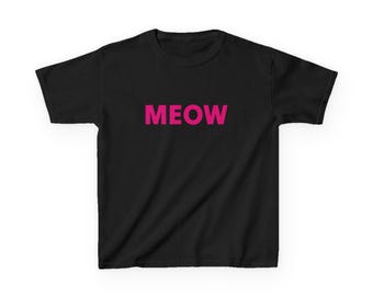 MEOW rosa Text Baby T-Shirt | Rosa Text Katzen Thema, minimalistisches Shirt