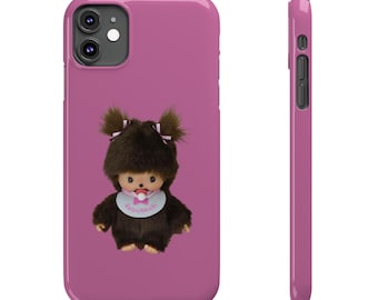 Monchhichi Doll Phone Case, Pink Cute Japanese Monkey Phone Cover