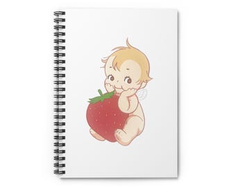 Strawberry Kewpie Angel Baby Spiral Notebook: 6" x 8" Journal